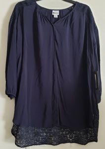 NWT Stylus 3/4 Length Navy Lace Blouse